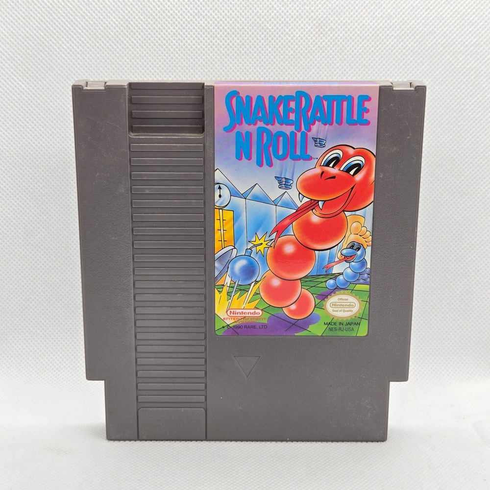 Nintendo NES-RJ-USA Snake Rattle n Roll Video Game Gray Cartridge Tested